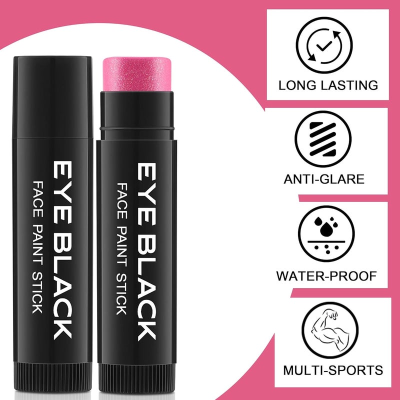 Wismee Hot Pink Eye Black Stick,Sports Glitter Eye Black for Baseball Football Softball, Anti-Glare Under Eye Grease Stick Sports Favor Spirit Day Accessories - Image 1